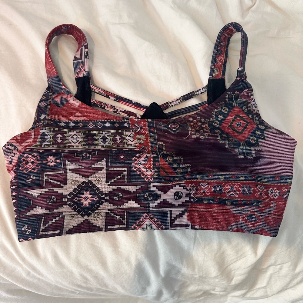 Tribal Print Strappy Sports Bra